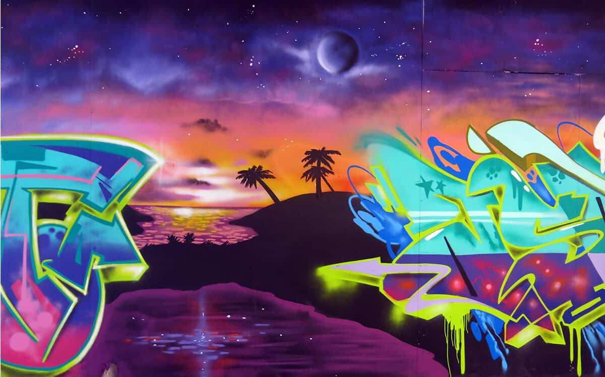 graffiti art sunset