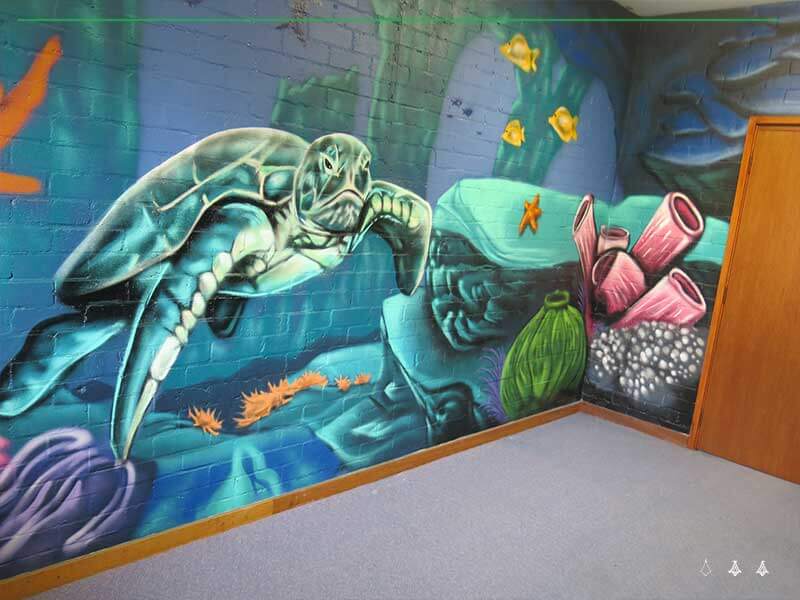 Sea Turtle as part of a underwater mural for a school in Western Sydney