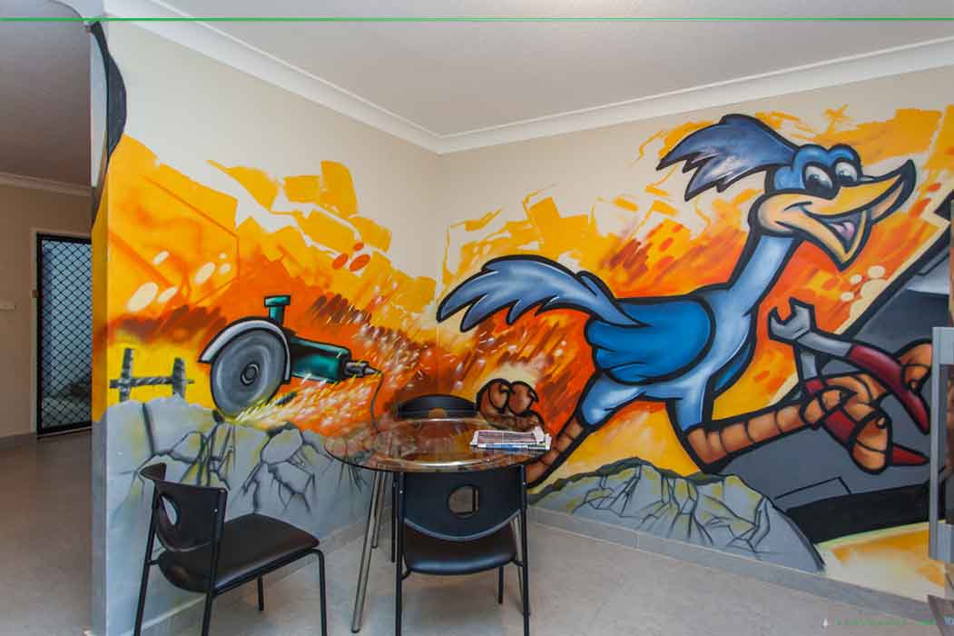 office graffiti mural