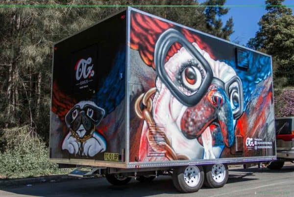 OG Dogs food truck mascot mural detail by Blackbook Ink