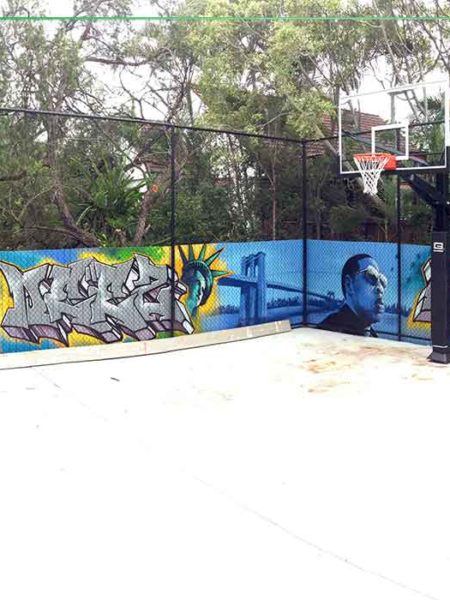 backyard basketball mural