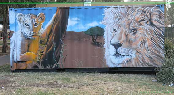 School shipping container mural painted at Hebersham Public School