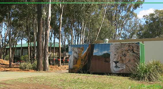 School Mural at Hebersham Public School painted on the side of a shipping container