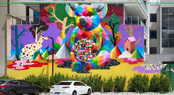 Mural painted by Okudart in Subiaco