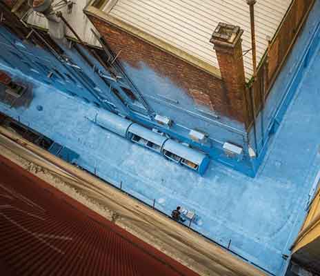 blue painted laneway in Melbourne