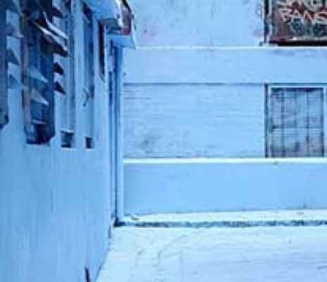 blue painted walls in Melbourne Laneway