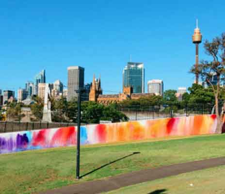 Abstract mural painted at the Domain in Sydney