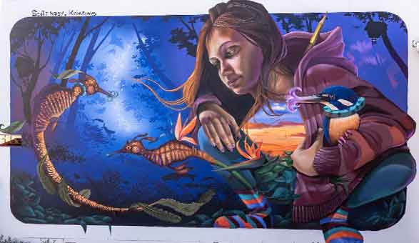 krimsone and scott nagy mural in Cronulla for Walk the Walls Festival