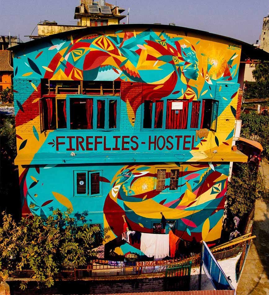 Large Scale Mural For Fireflies Hostel