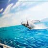 Humpback whale jumping out the water wall mural