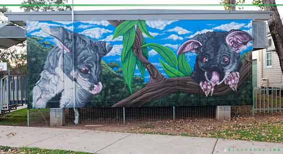 the side of a demountable school mural in Sydney's South West