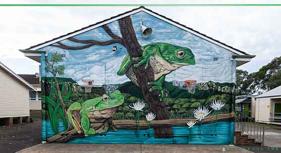 Birrong School Mural of frogs