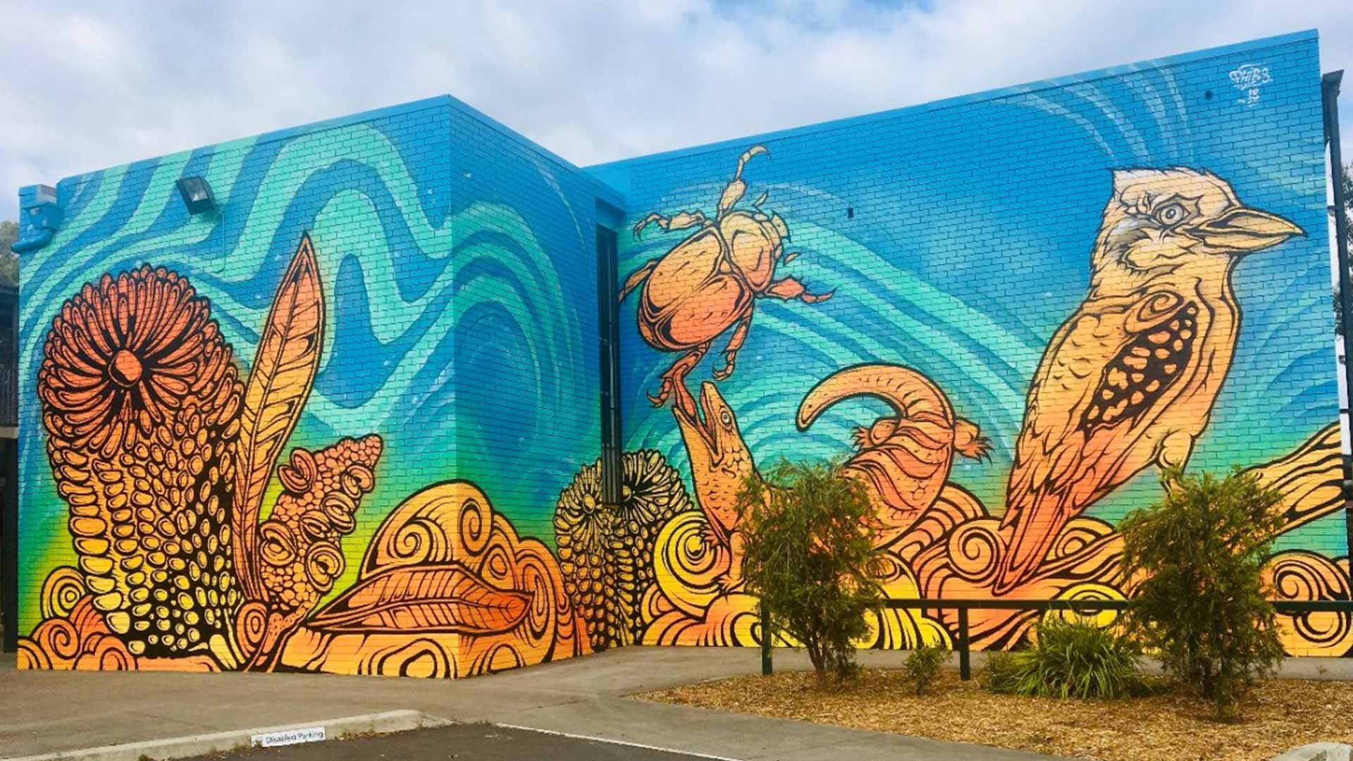 Phibs mural at a high school