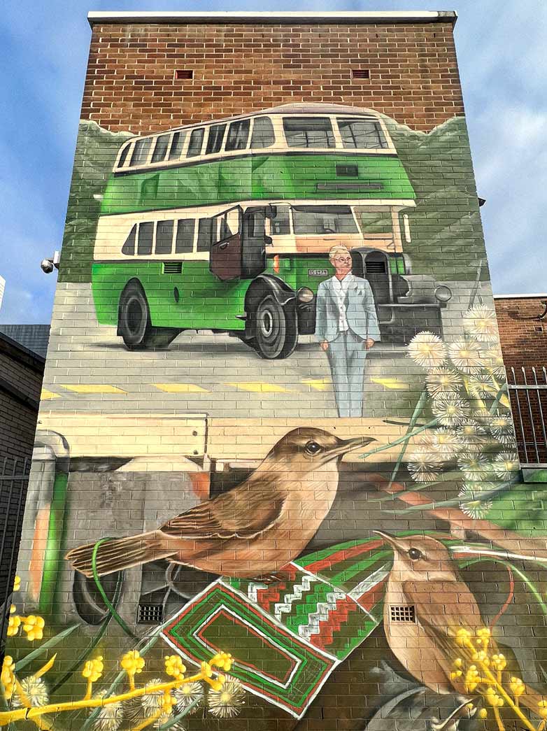 Styna mural at Burwood titled the meeting place