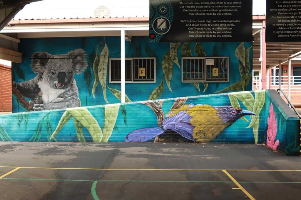 Mural Artists Australia 40 Koala mural painted for a school