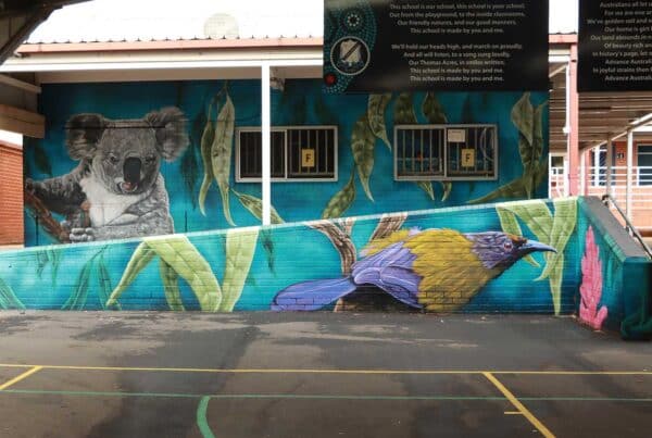 Koala mural painted for a school
