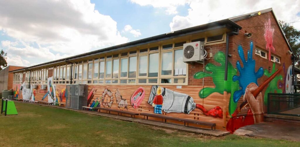 Mural Artists Australia 42 Urban art wall mural for School in Sydney
