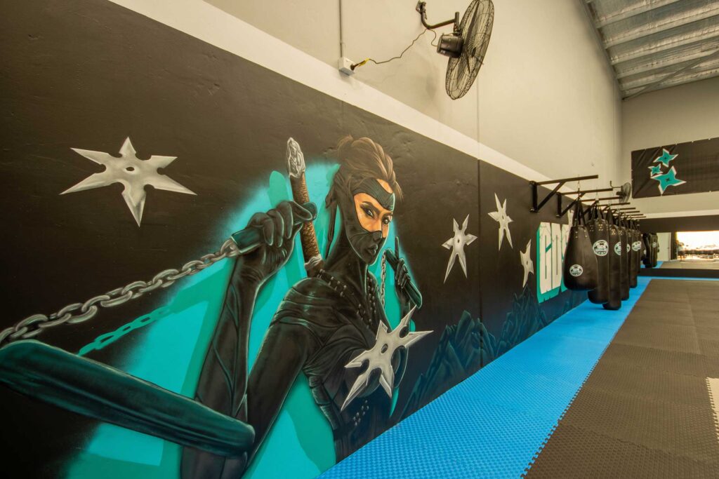 Martial arts mural painted for GDS in Gregory Hills