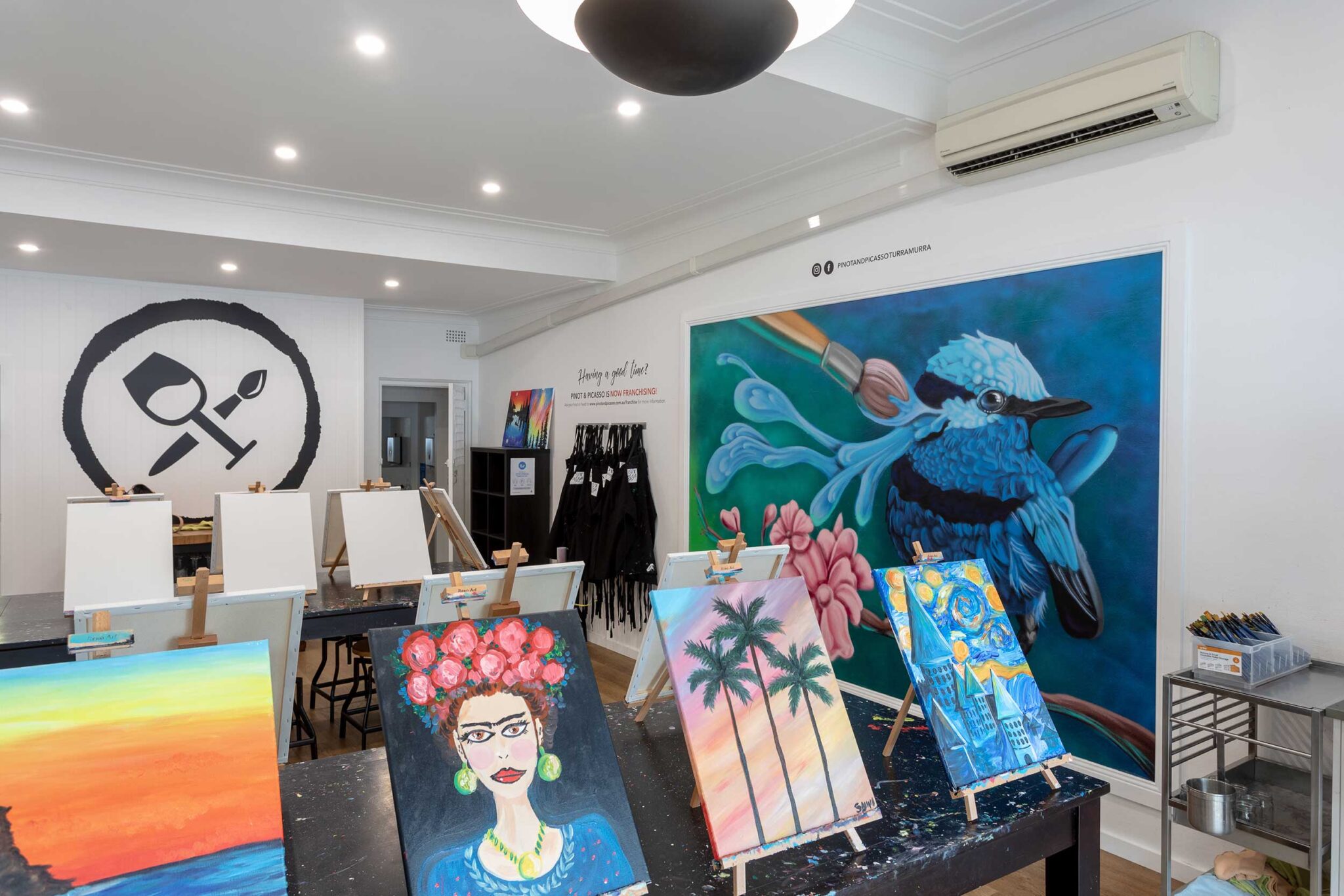 Commercial mural used as a marketing feature wall for a business