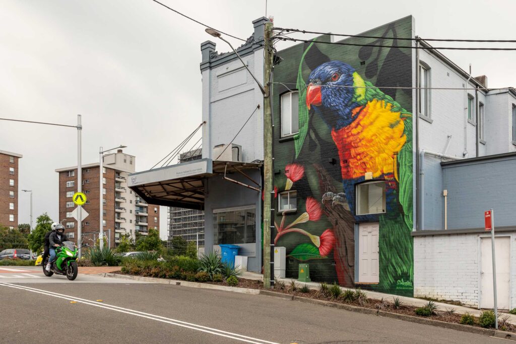 West-Ryde-Bird-Mural-6 Rainbow lorikeet public art mural in West Ryde