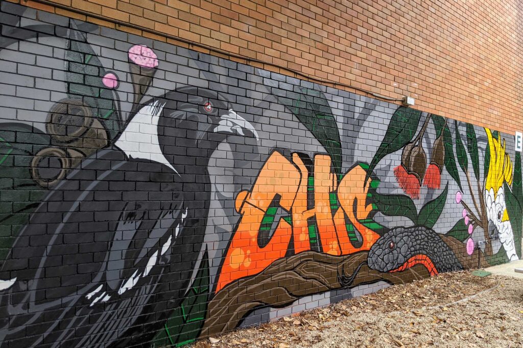 Caringbah-High-Mural-workshop-5 Graffiti Art workshop mural painted at Caringbah High School