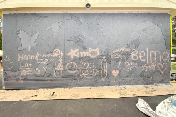 initial outlines for a mural