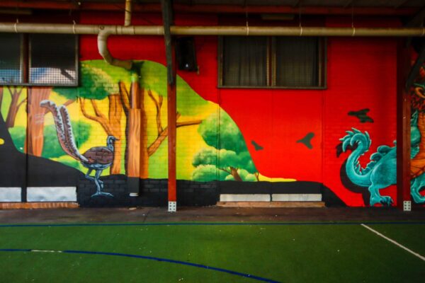 Multi Cultural graffiti mural painted at Glenwood Public School