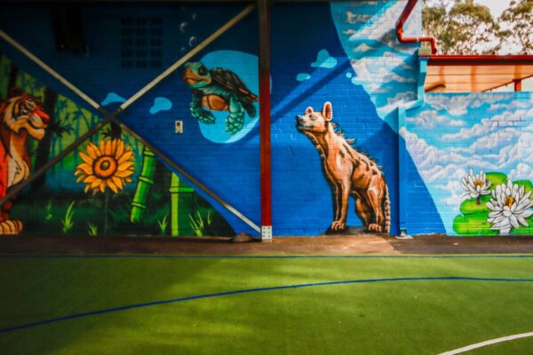 Sea Turtle painted as part of a Multi Cultural mural at Glenwood Public School