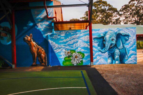 Elephant painted as part of a Multi Cultural mural at Glenwood Public School