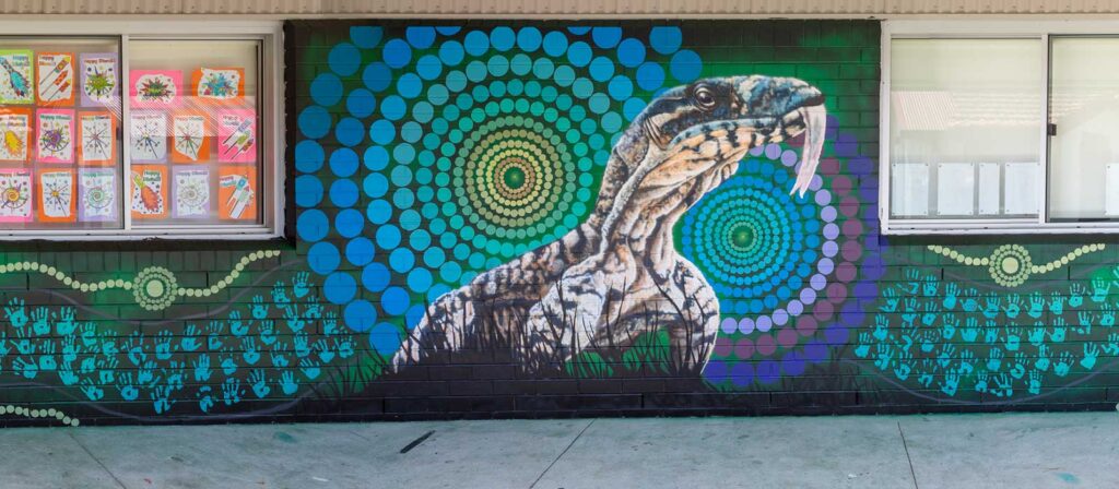 Concord-West-Public-SChool-Mural-1 school mural painted in Sydney in collaboration with indigenous artist