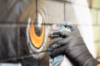 Our Mural Process 6 Professional mural artist painting a wall
