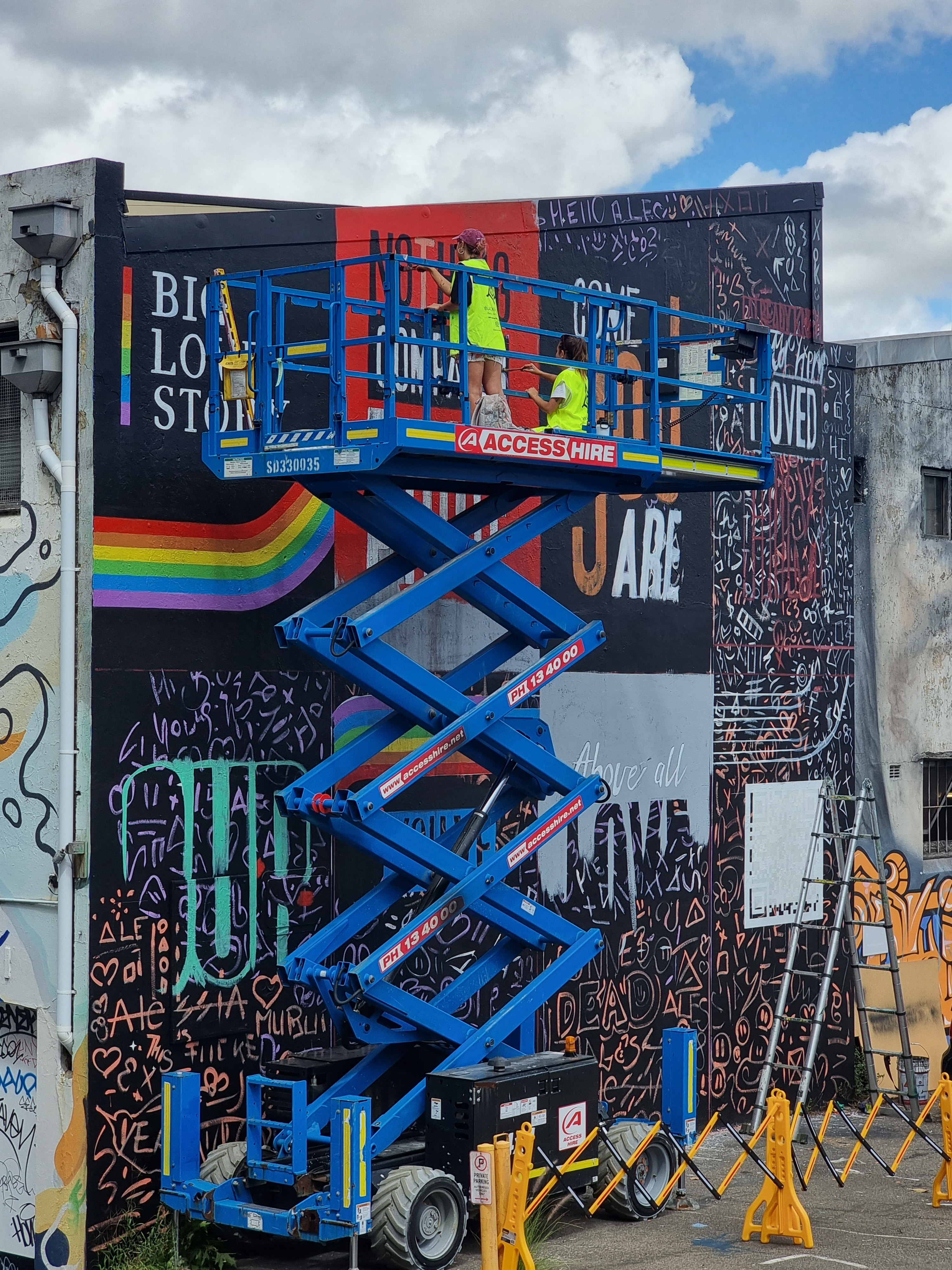 Mural artists Sydney painting a Brand Campaign for Mini in Redfern