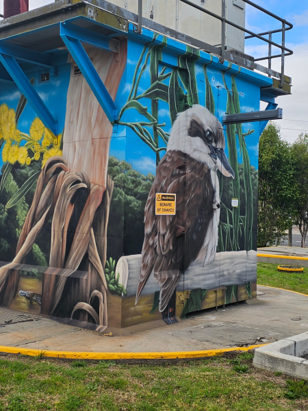 Camden pump station mural with local flora and fauna
