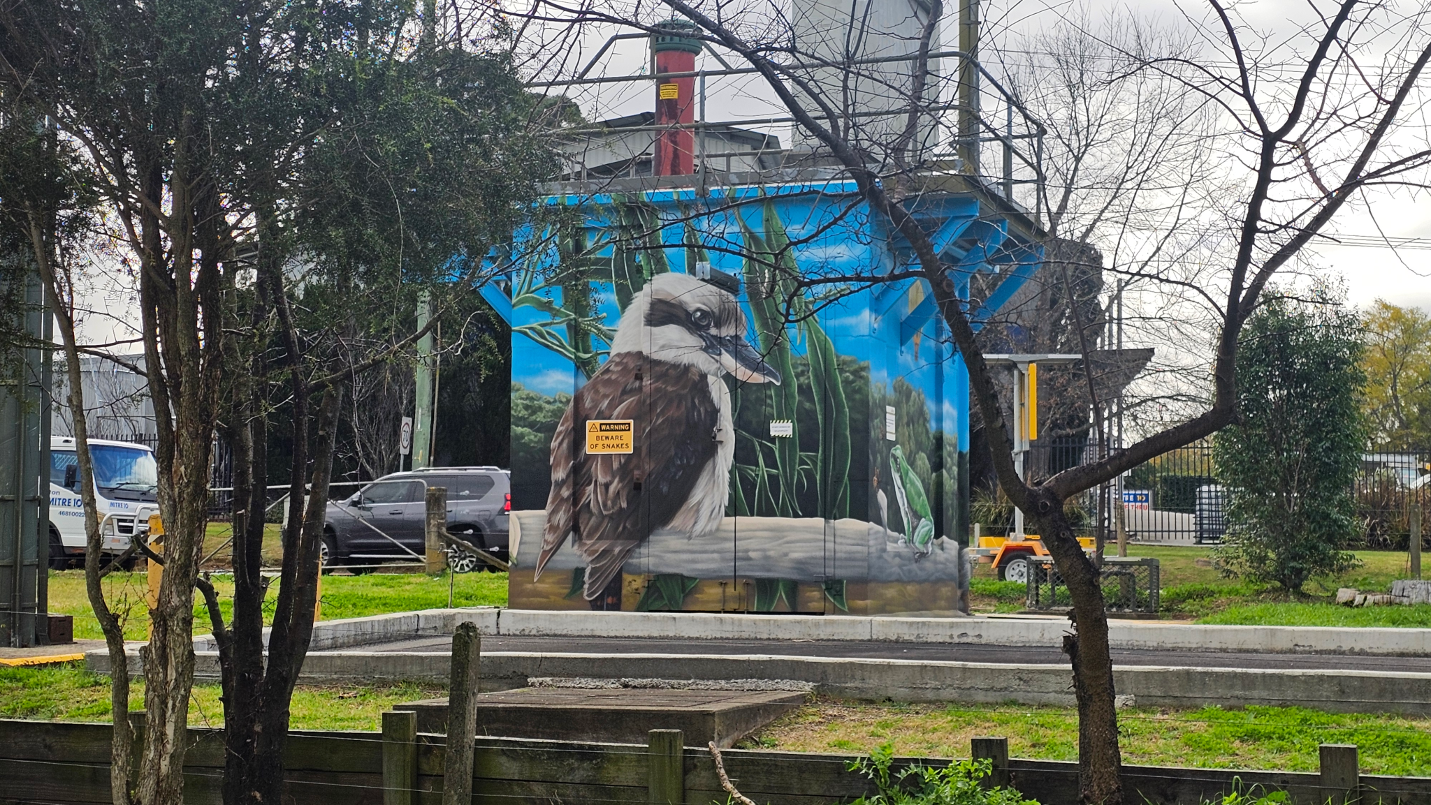 Camden pump station mural with local flora and fauna