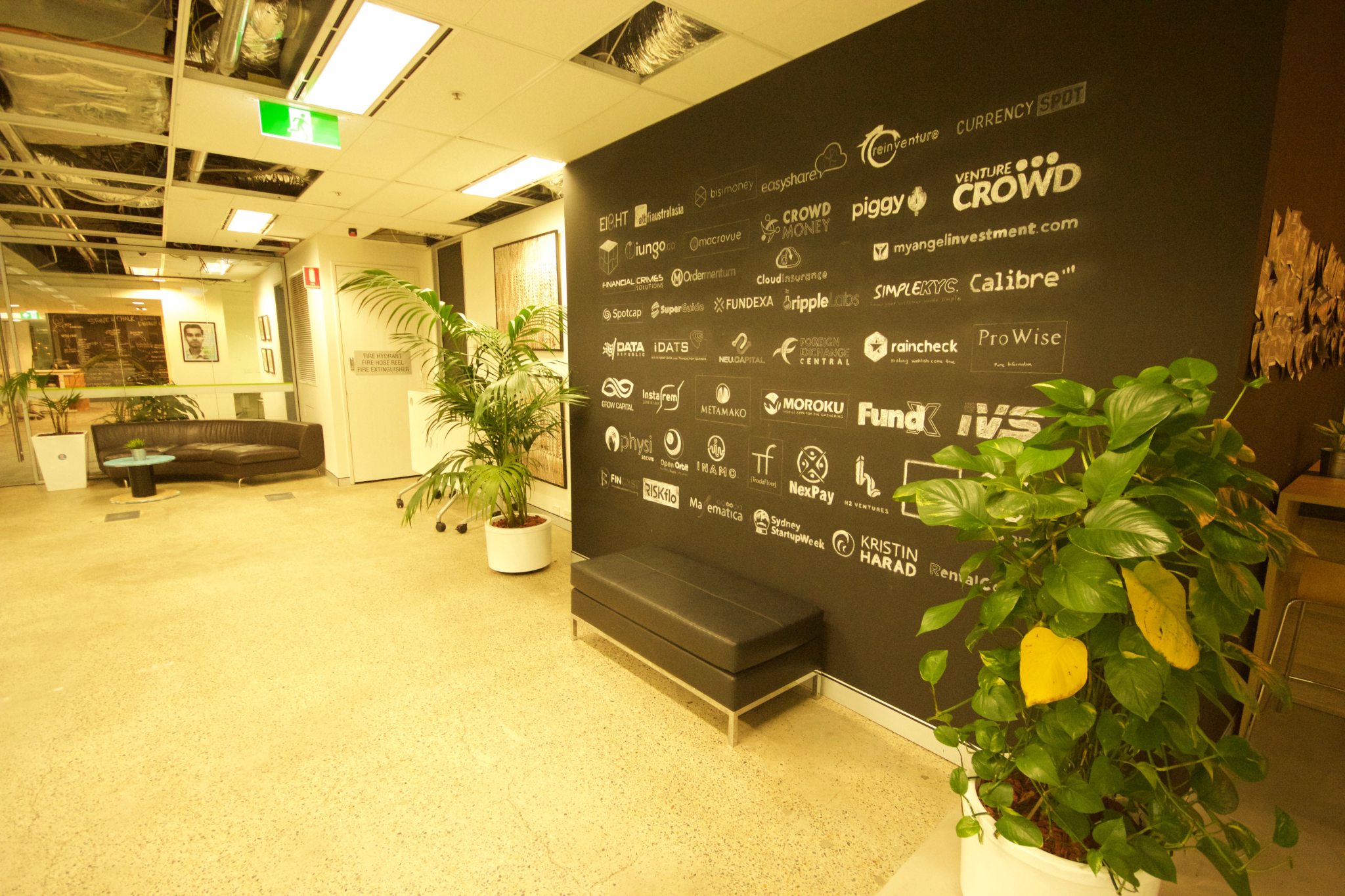 Multiple business logos hand painted for corporate office in Sydney CBD