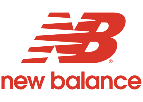 Black ink tattoo of New Balance logo on skin for branding.
