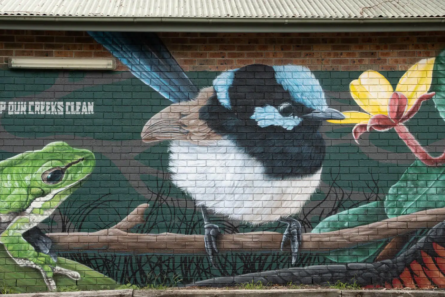 Blue Fairy Wren painted at Roseville Chase Mural